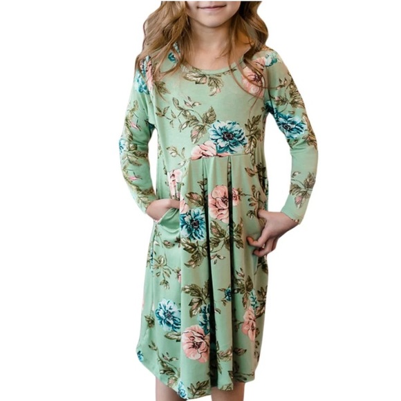 Girls Floral Dress, Long Sleeve, Size 2XL, NWOT - Picture 1 of 12